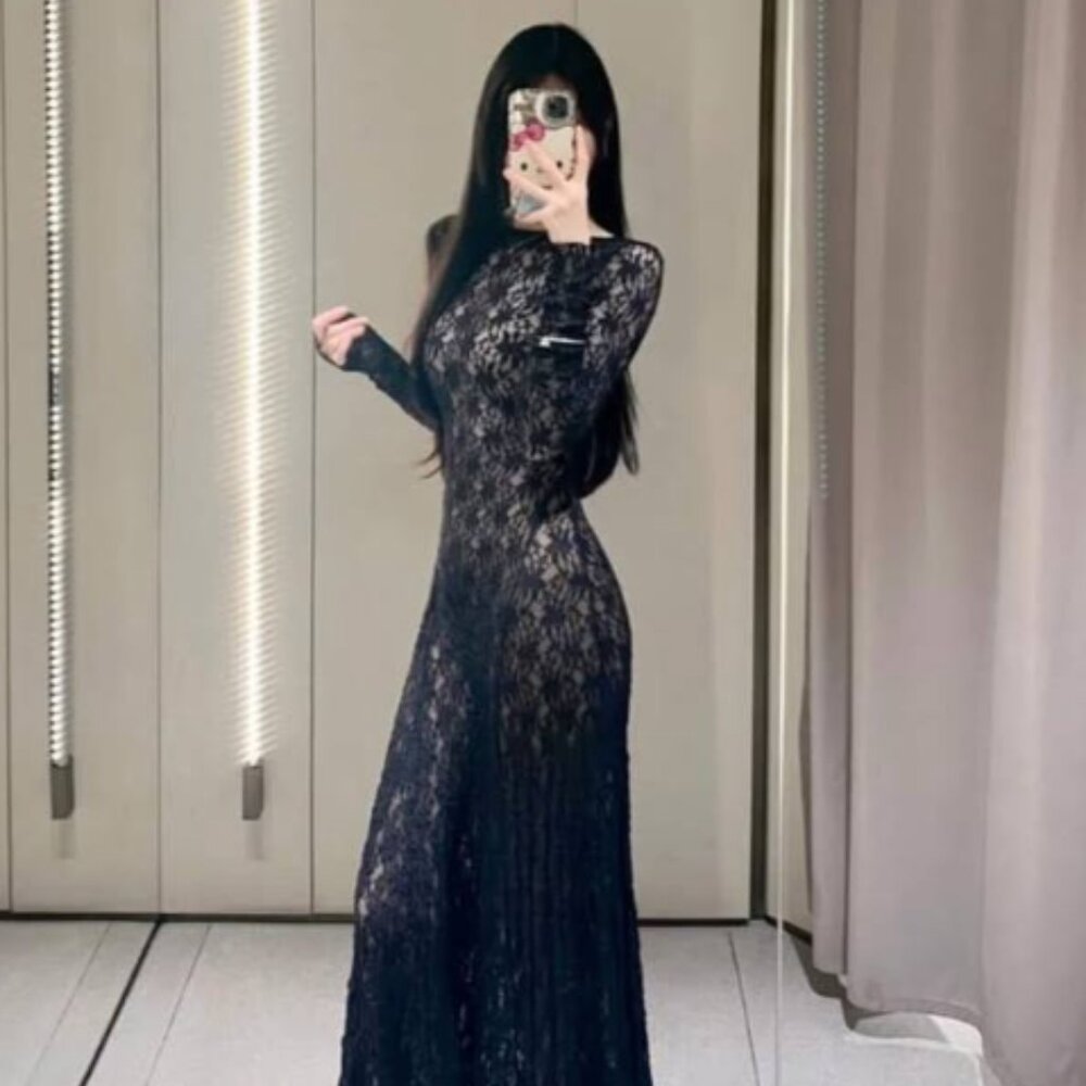Zara Black Lace Maxi Dress